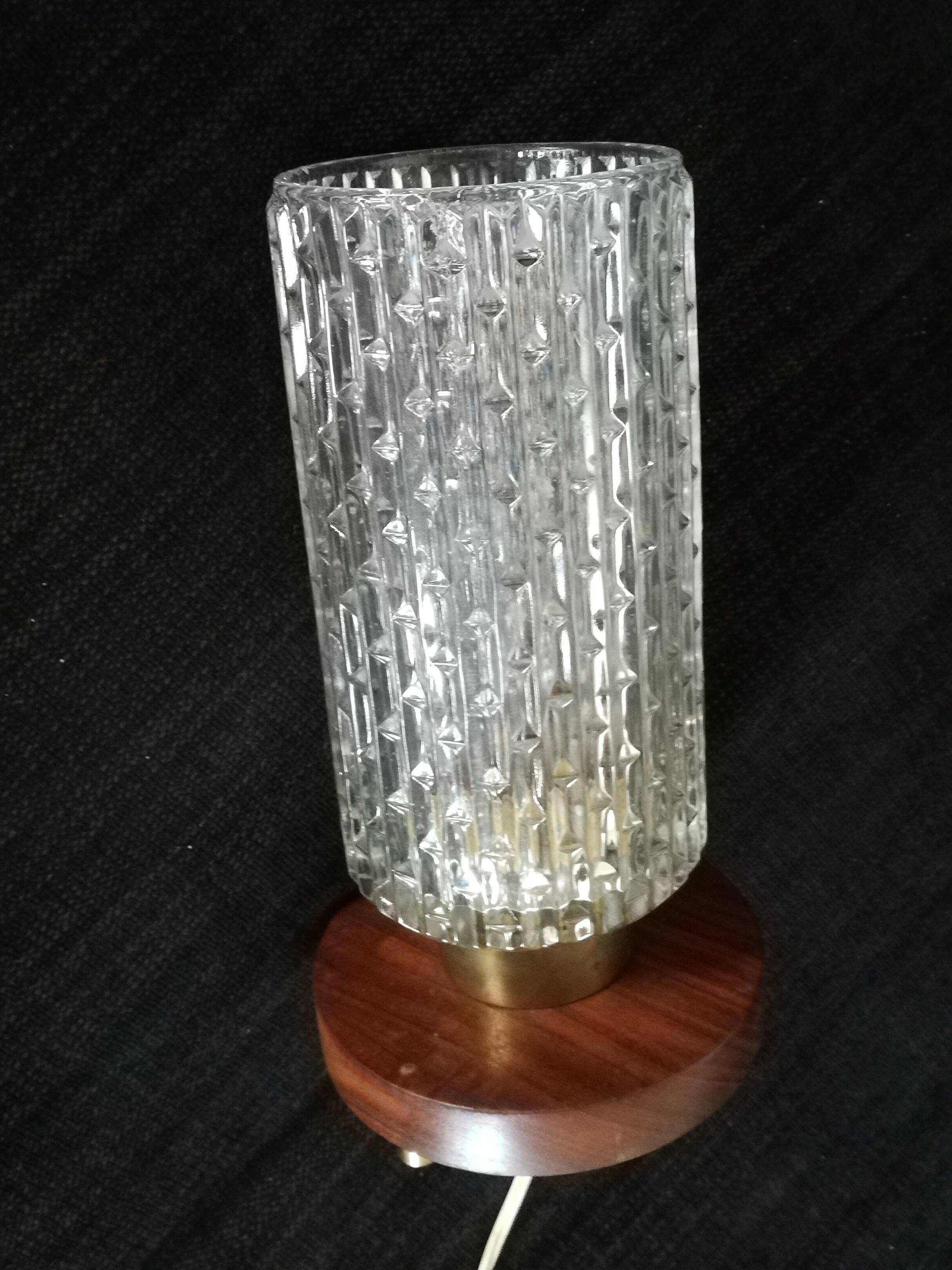 Teak and glass Scandinavian nightlight