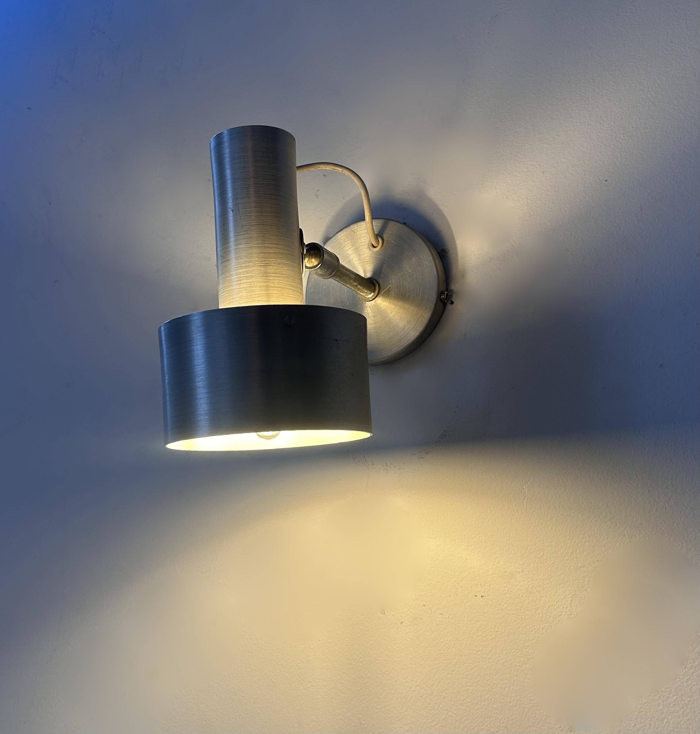 Vintage adjustable wall light, brushed aluminum, France 1970