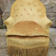 Fauteuil crapaud Style Napoléon III ocre jaune vintage, années 40