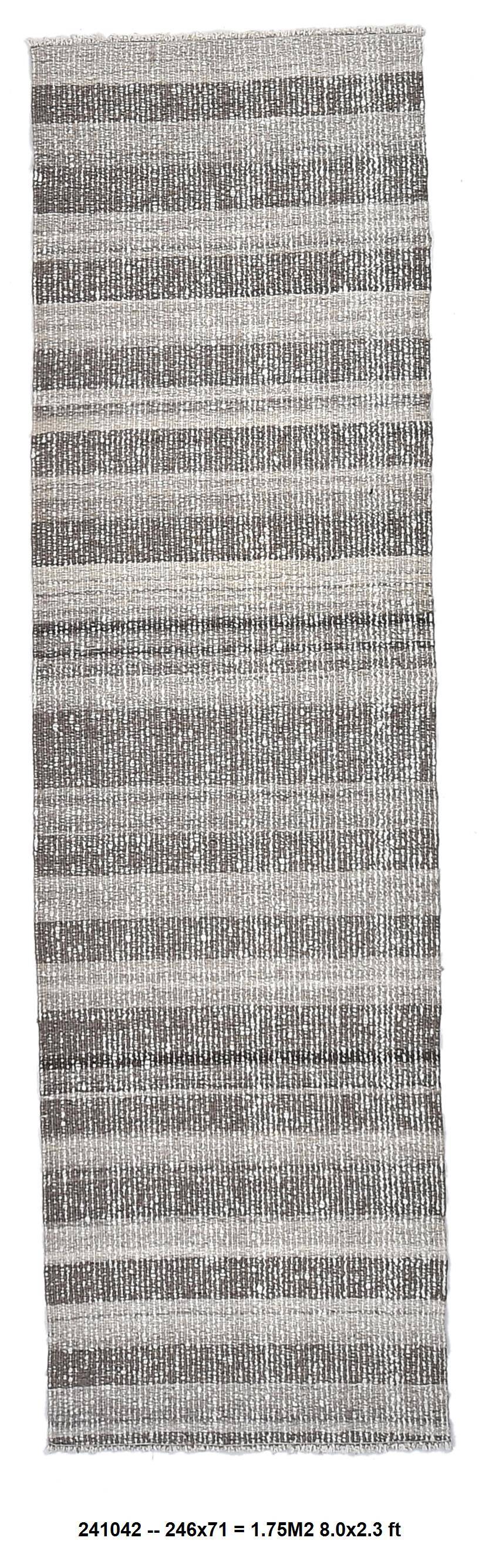 Brown Cream Runner rug, wool corridor kilim carpet  71x246 cm
