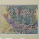 Watercolor Signed Emile Rondinet, woman resting in a Framed Garden