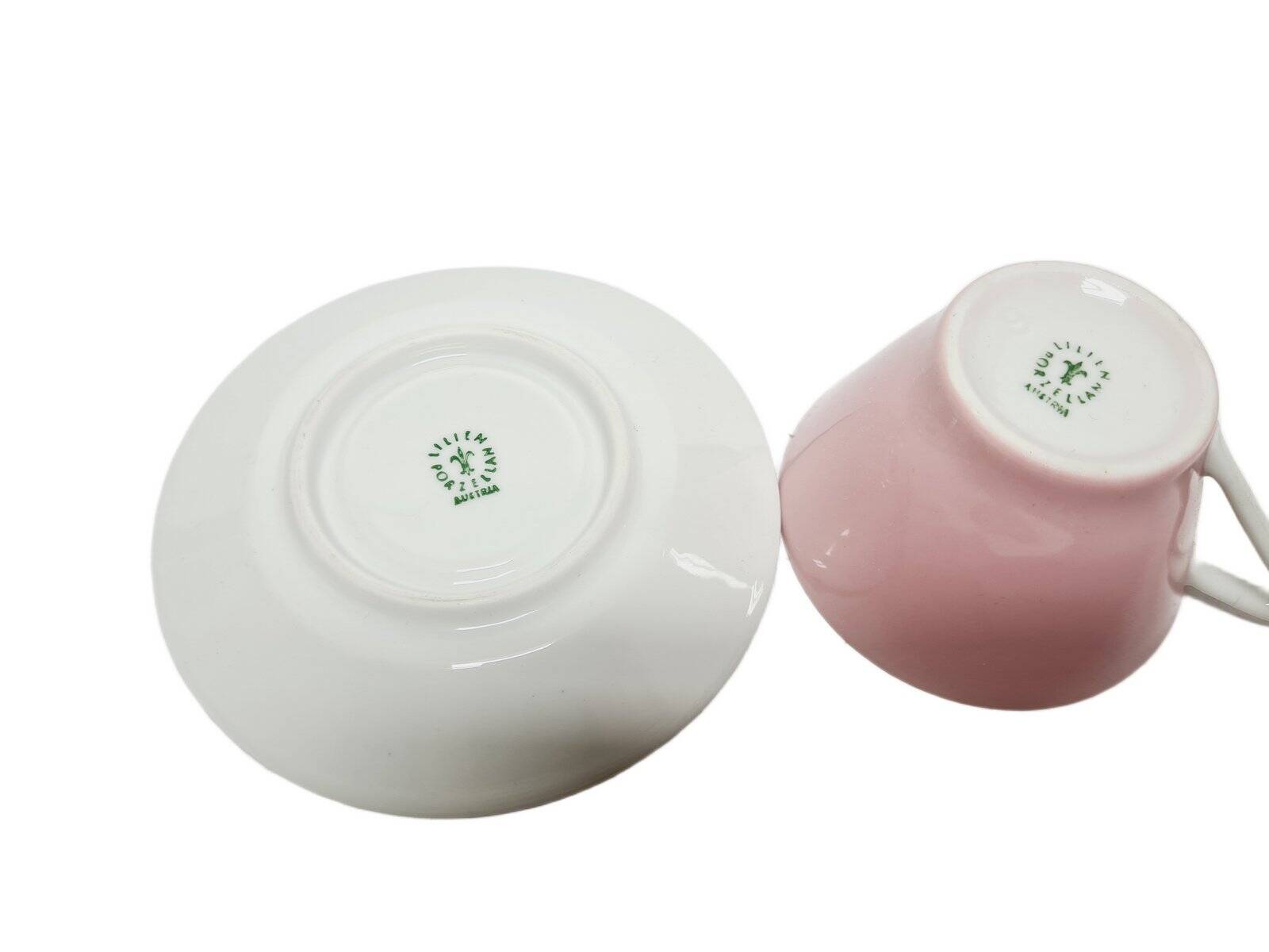 Postmodern porcelain cup and saucer, Austria, 1960s, set of 2