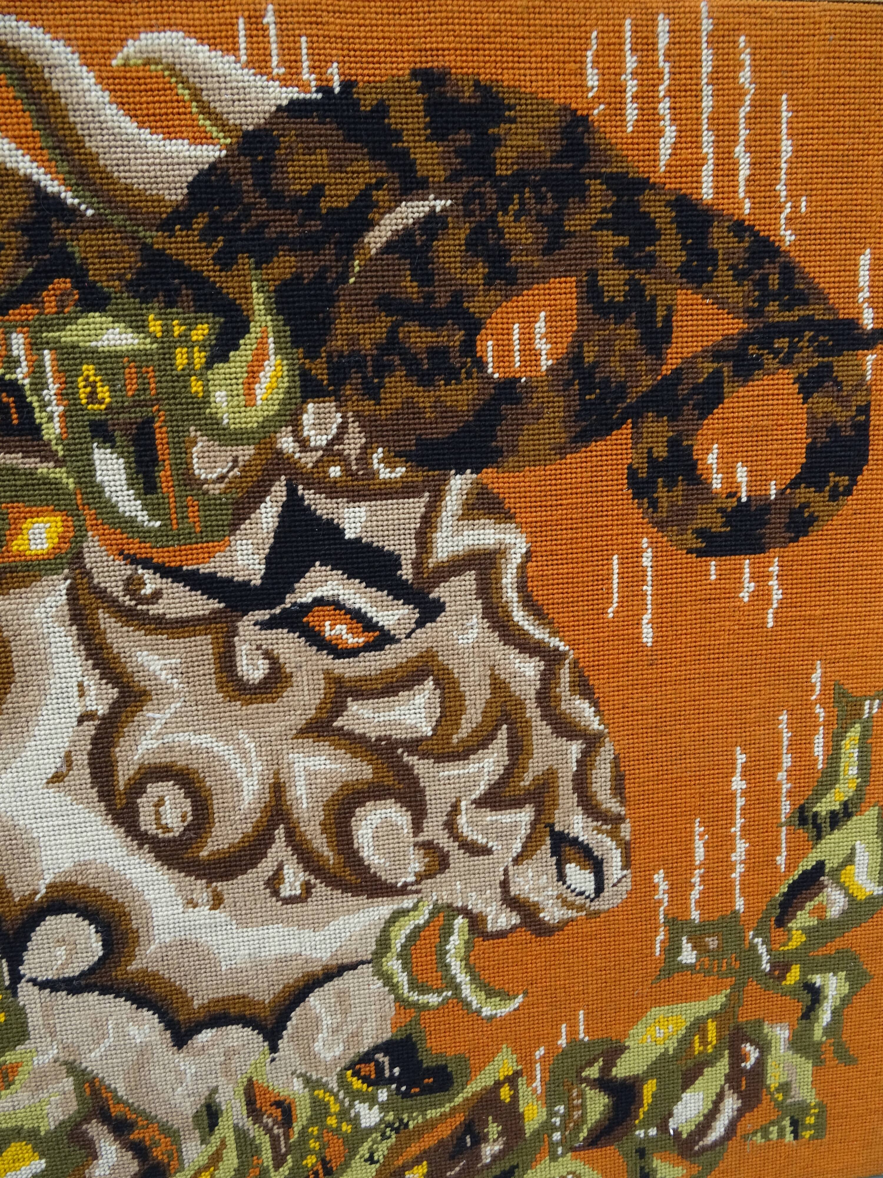 Vintage wall tapestry canvas The Ram M.M. Charollais 60s/70s