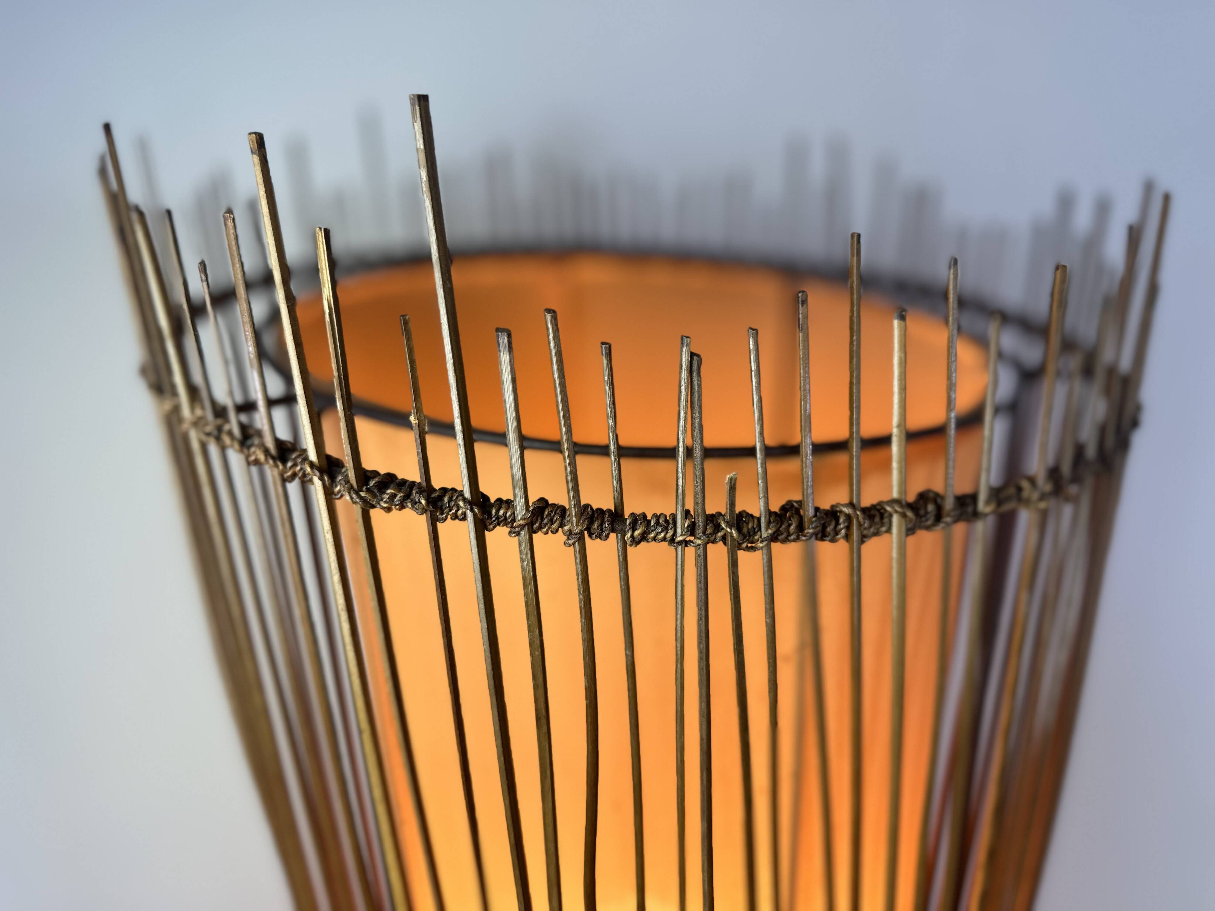 Kobe floor lamp metal and rattan 1990s Ht 170 cm