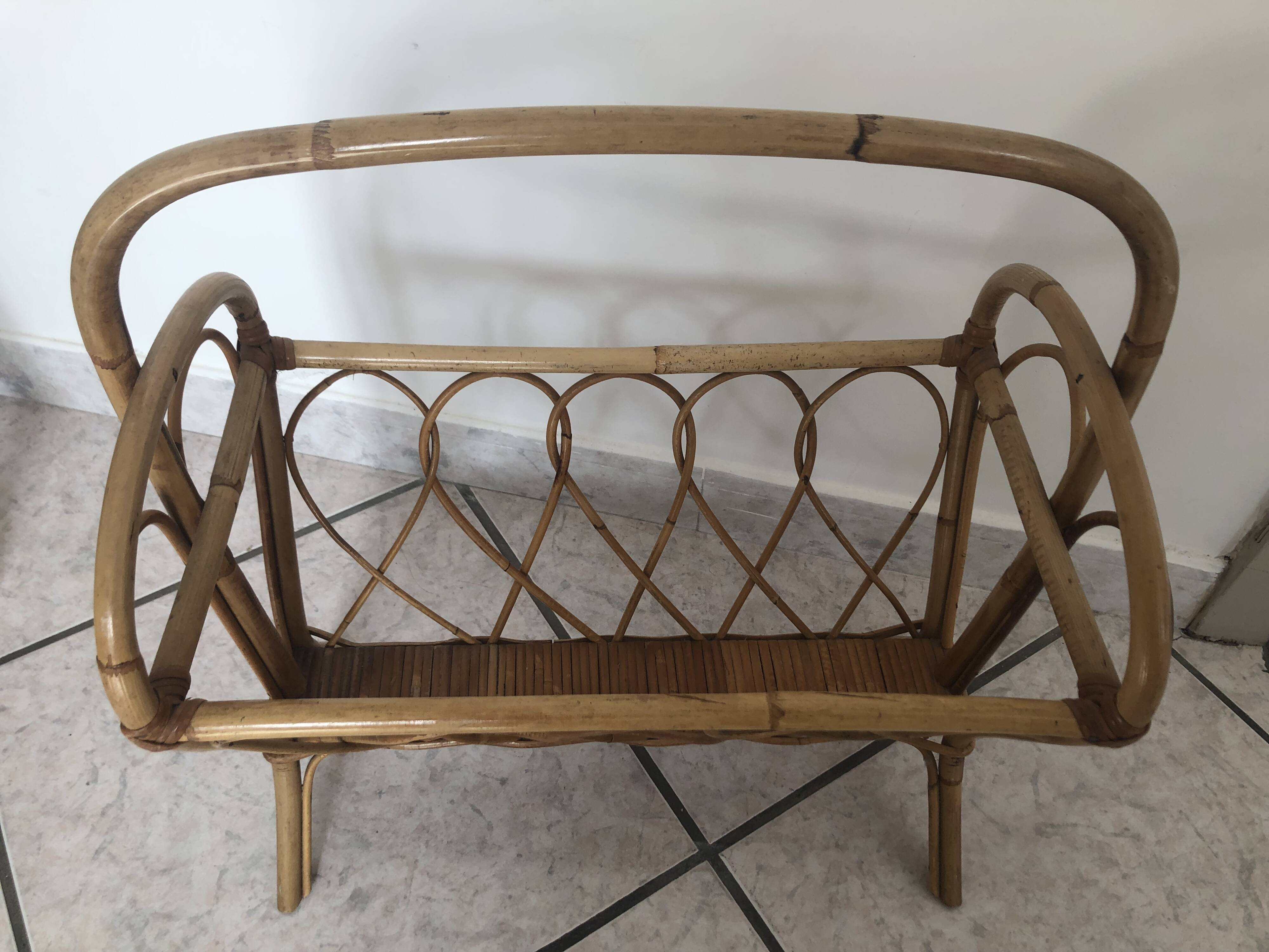 Rattan magazine rack