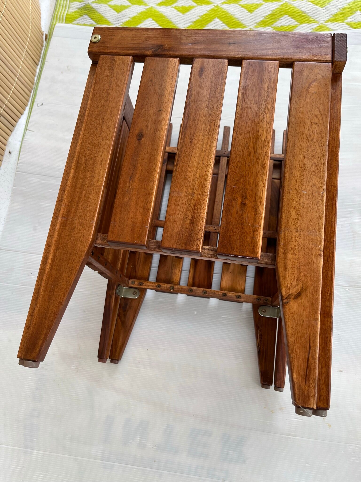 Tabouret, panier linge vintage en bois