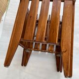 Tabouret, panier linge vintage en bois