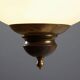 Vintage brass and opaline glass chandelier, Italian design from the 1960s.