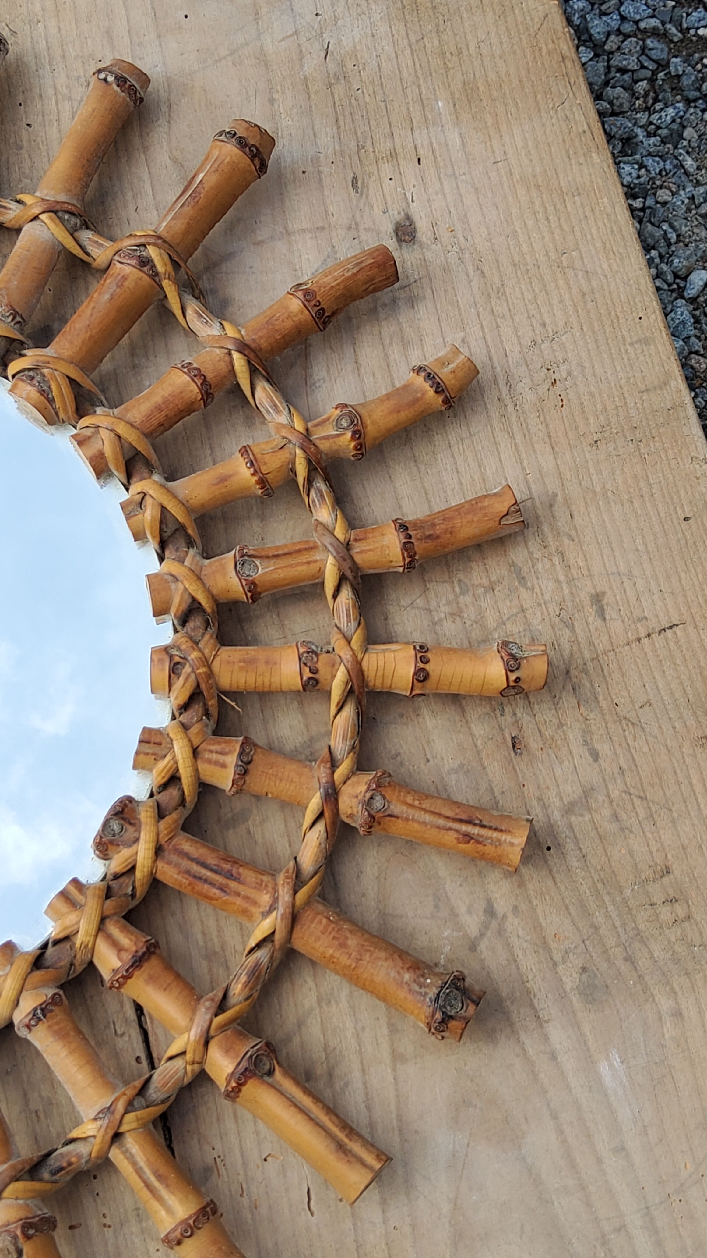 Bamboo sun mirror and rattan of 70 years
