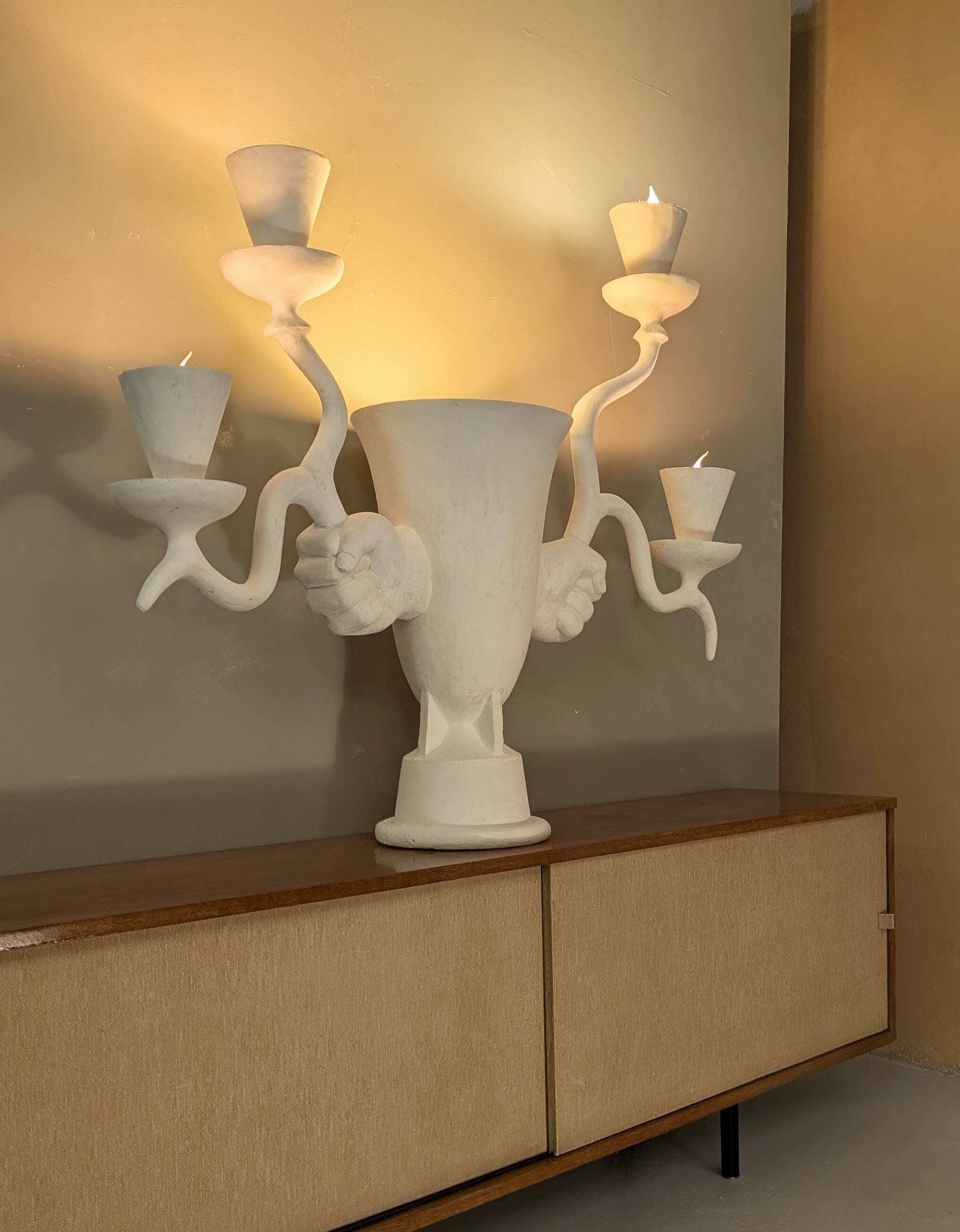 Lampe sculpture en plâtre
