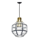 Iron and clear glass pendant by Limburg, Germany, 1960s