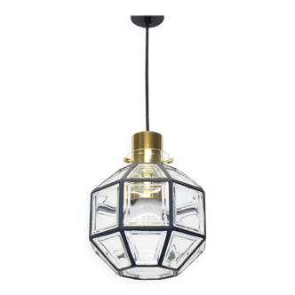 Iron and clear glass pendant by Limburg, Germany, 1960s