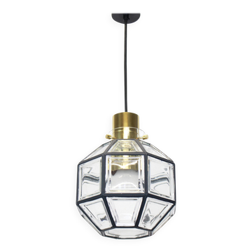 Iron and clear glass pendant by Limburg, Germany, 1960s
