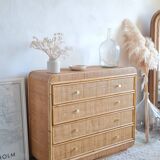 Vintage rattan chest of drawers