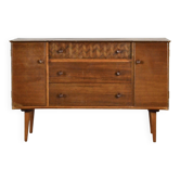 Buffet / coiffeuse en noyer et teck Uniflex vintage des années 50.