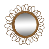 Mirror sun in rattan arched. 52cm. 1960