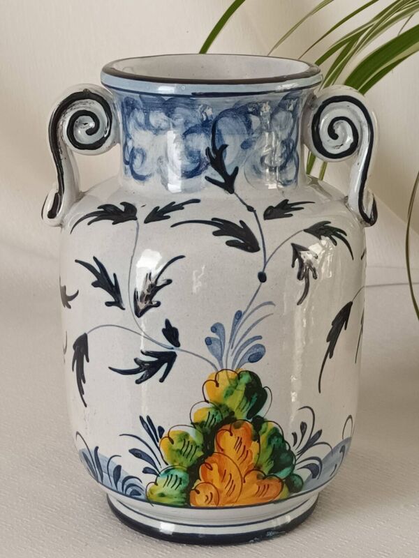 Vase faïence peint main Italie vintage