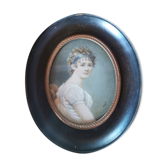 Miniature painted Juliette récamier