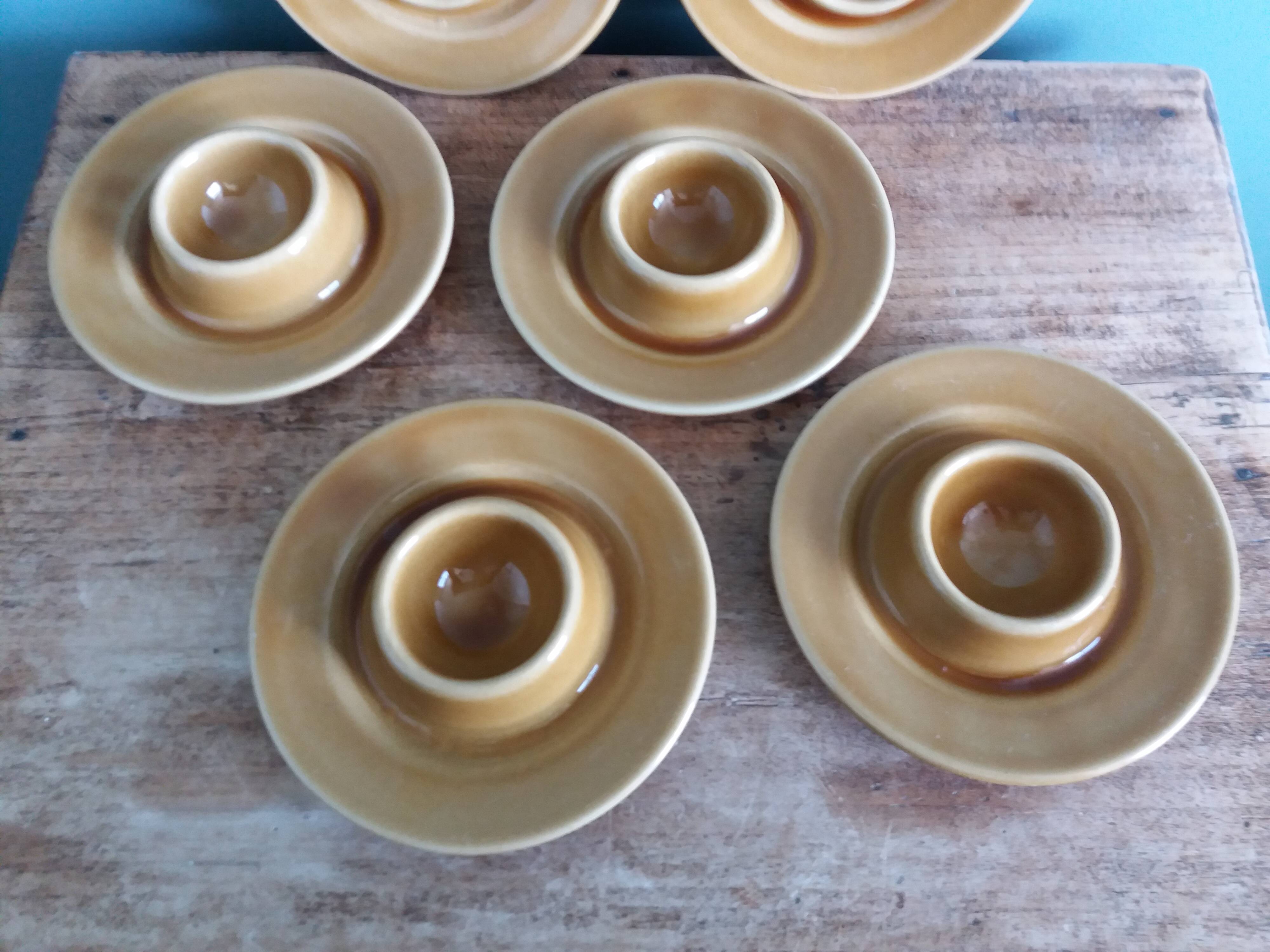 Tulowice egg cups, Poland, caramel and mustard glaze