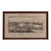 Engraving port of Nantes in color by Auguste Lepère 1906 countersigned