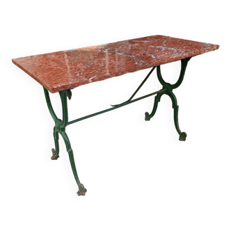 Cast iron bistro table, 19th century marble top, entirely original.