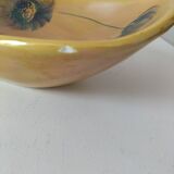 Vintage navette cup by Socram – stylized floral decoration, iridescent caramel