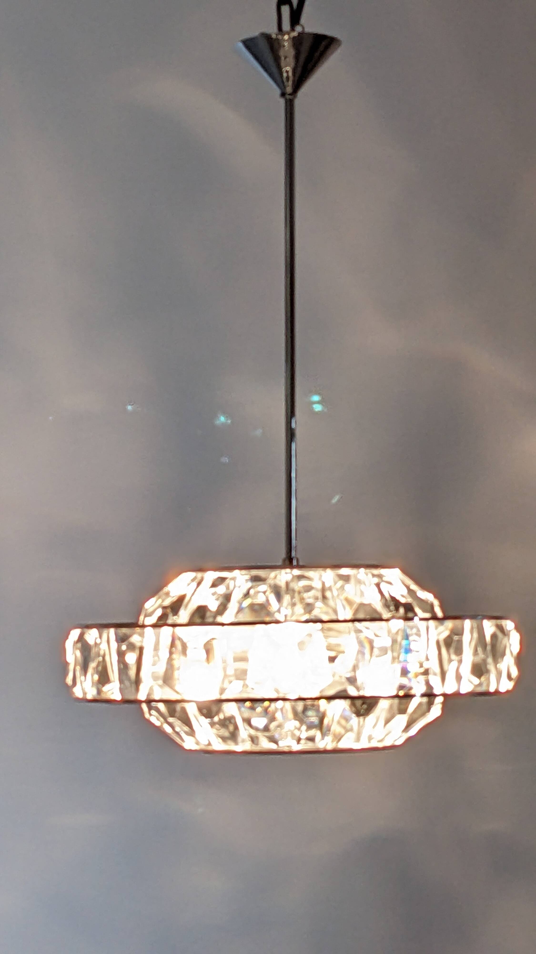 Lustre soucoupe en cristal par Kinkeldey, Autriche vers 1970