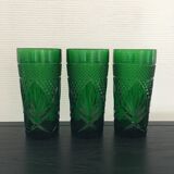 Set 3 glasses green bottle