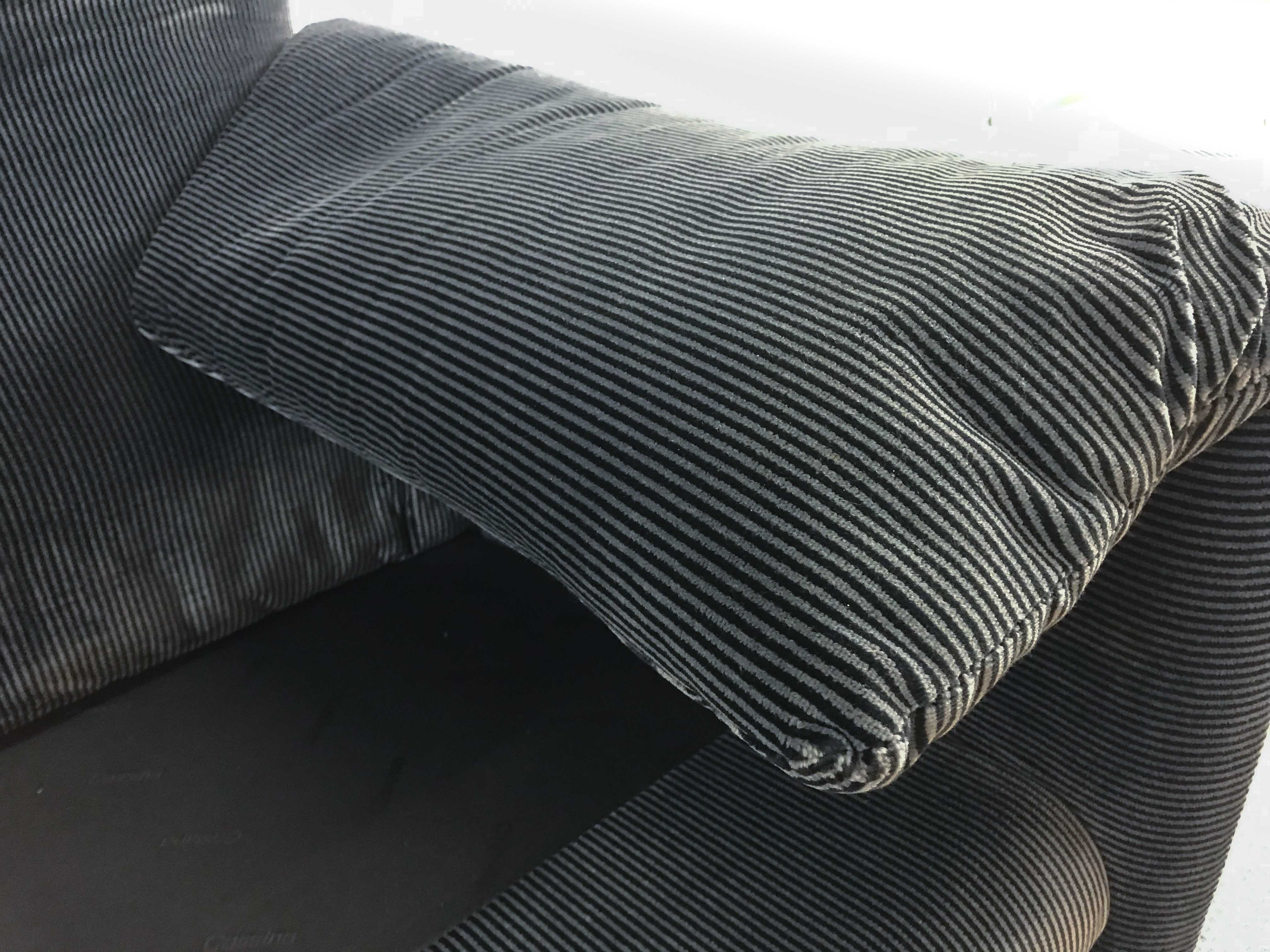 Maralunga 2seater sofa in dark grey striped fabrics by Vico Magistretti for Cassina