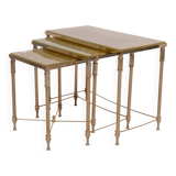 Hollywood Regency Maison Jansen style Brass nesting tables France