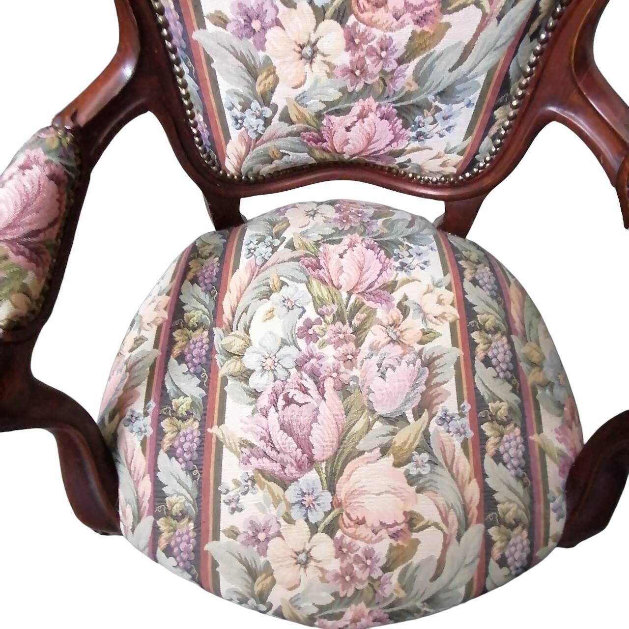 Coppia di poltrone vintage in tessuto floreale anni '50