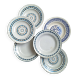 St Amand blue soup plates, Ironstone
