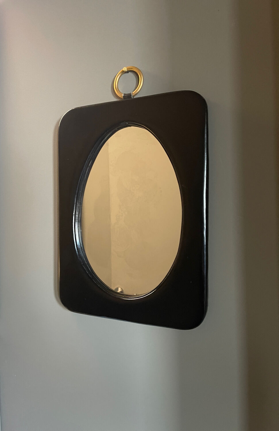 Vintage mirror in skaï 24x33cm