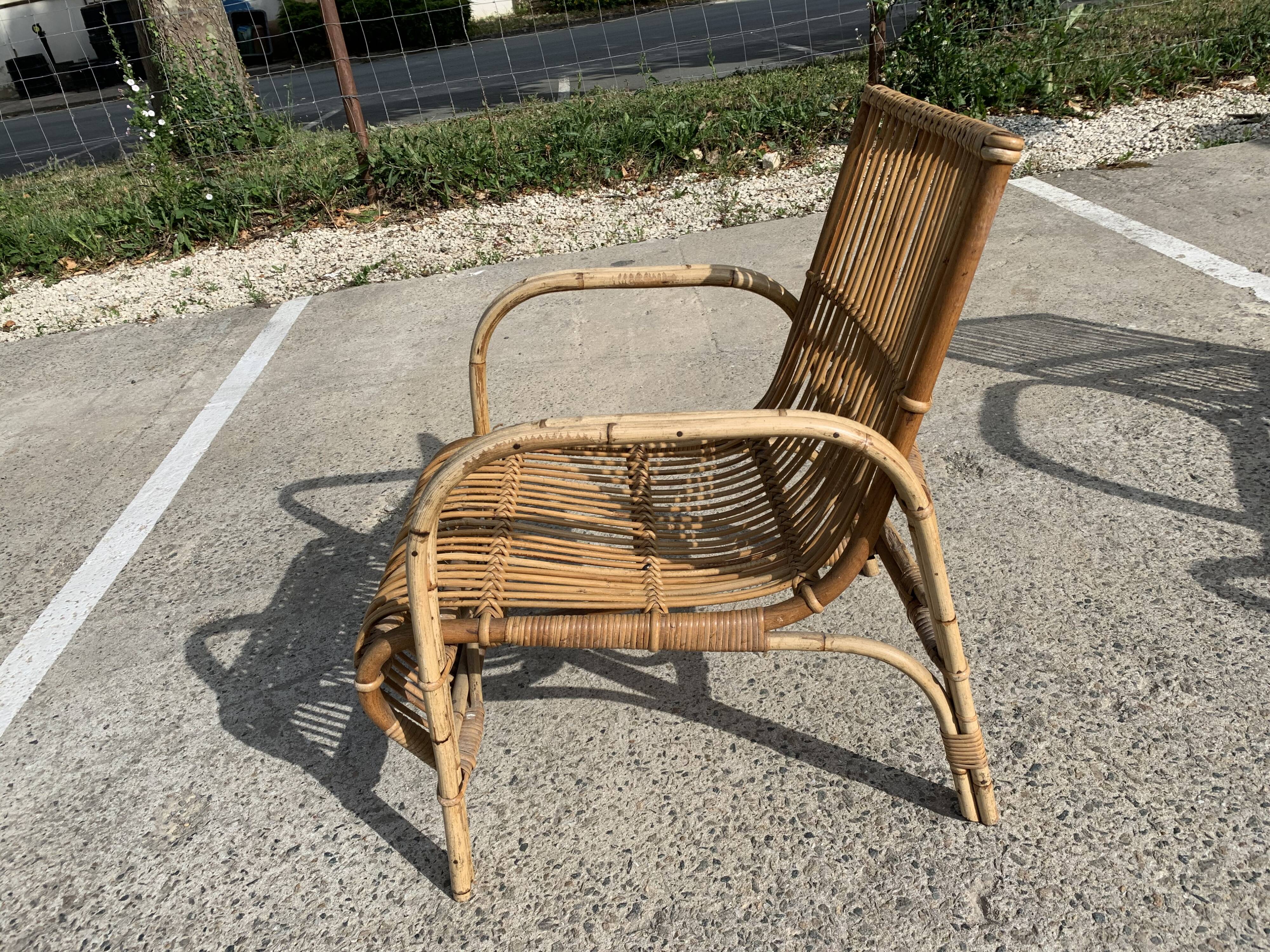 Lot de 3 fauteuils rotin Wengler
