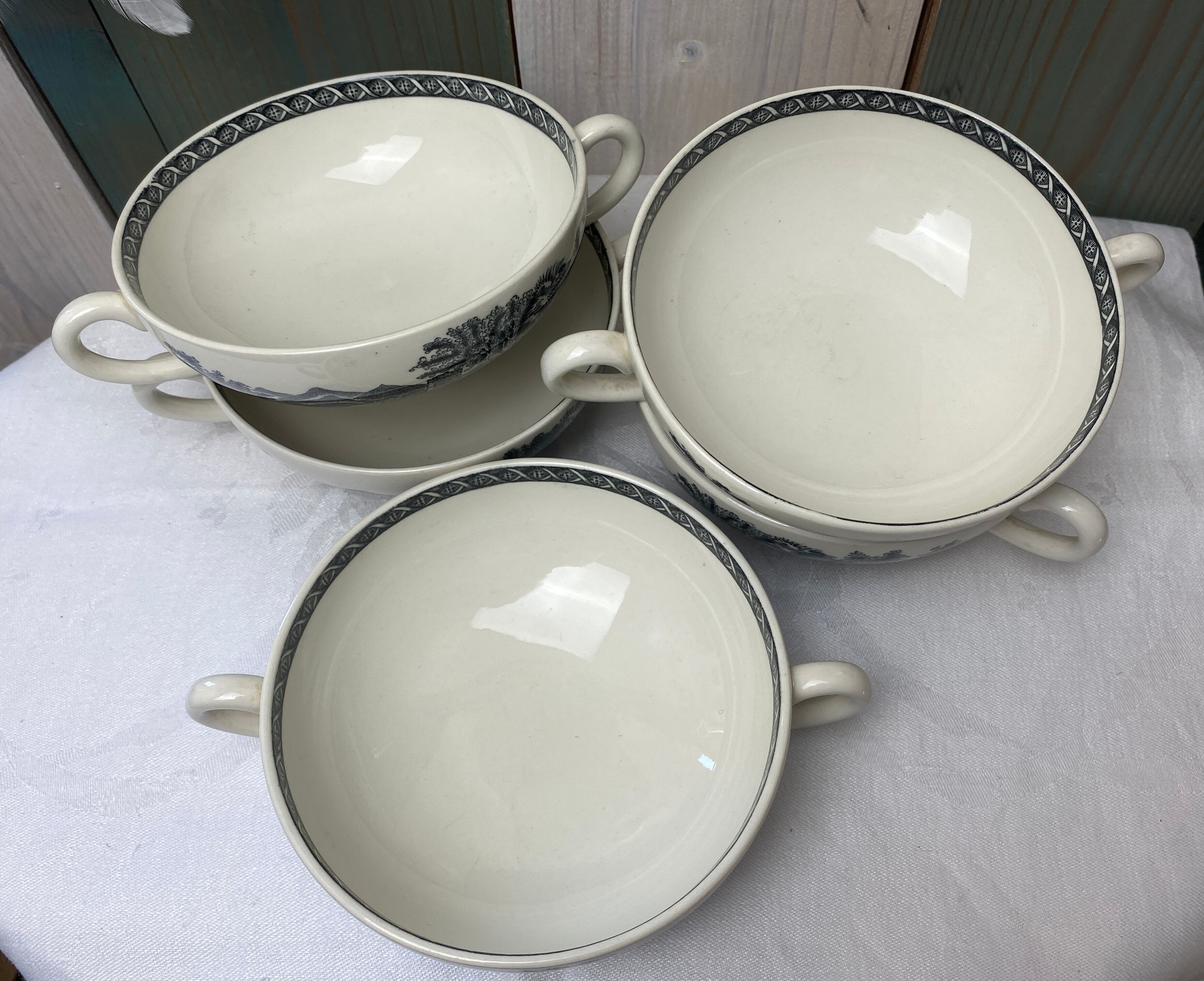 5 bols à oreilles en porcelaine Wedgwood modèle "Lugano"