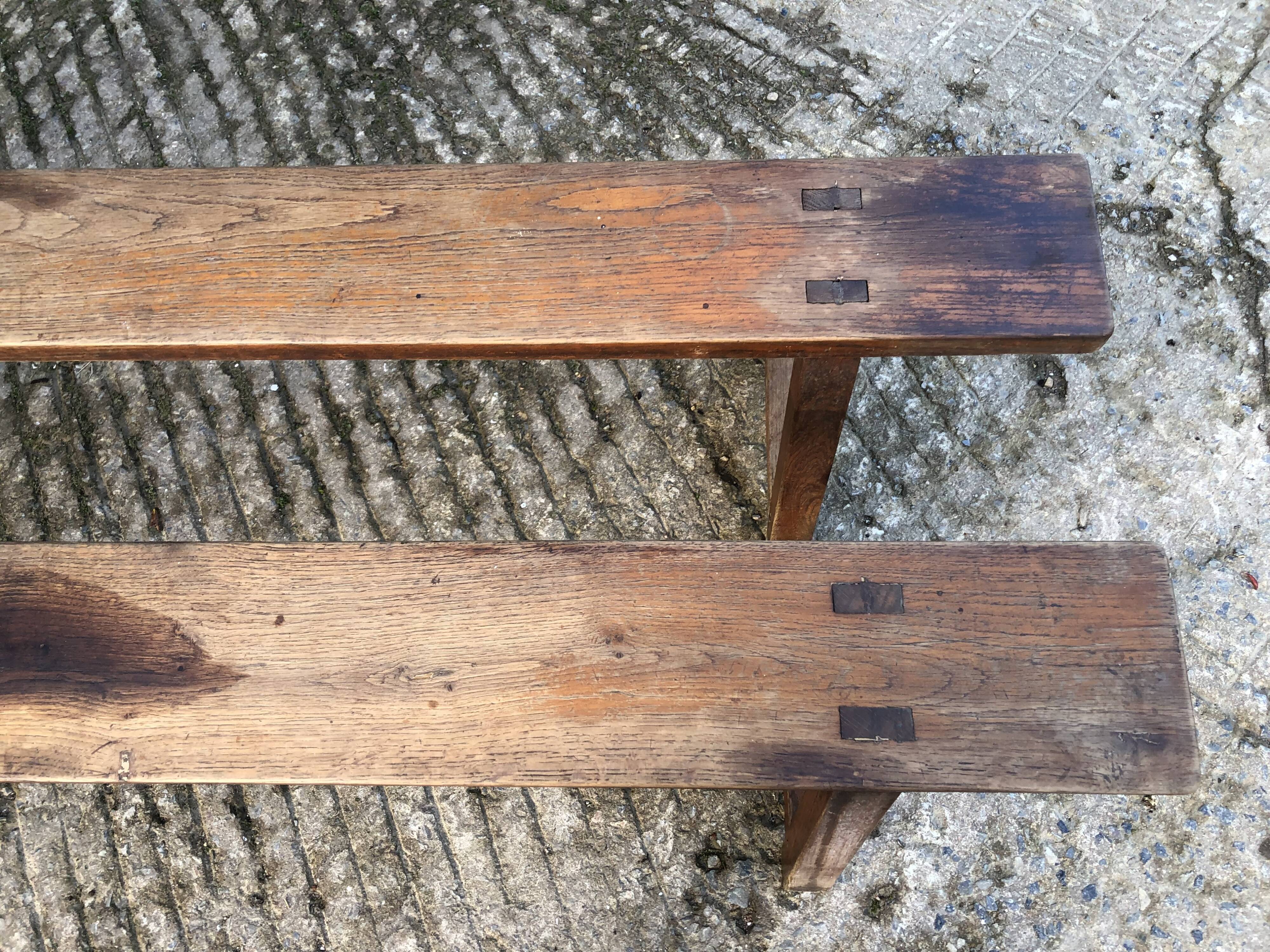 Pair of antique oak benches