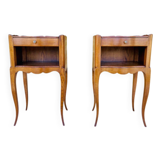Pair of Louis XV style bedside tables in oak