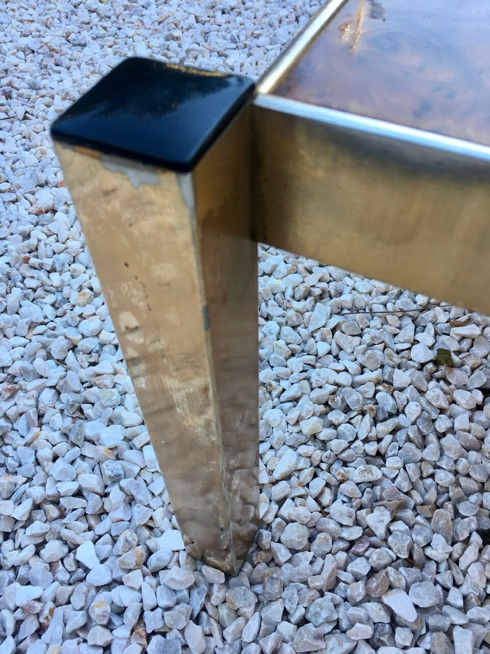 Elm magnifying glass coffee table circa 1970