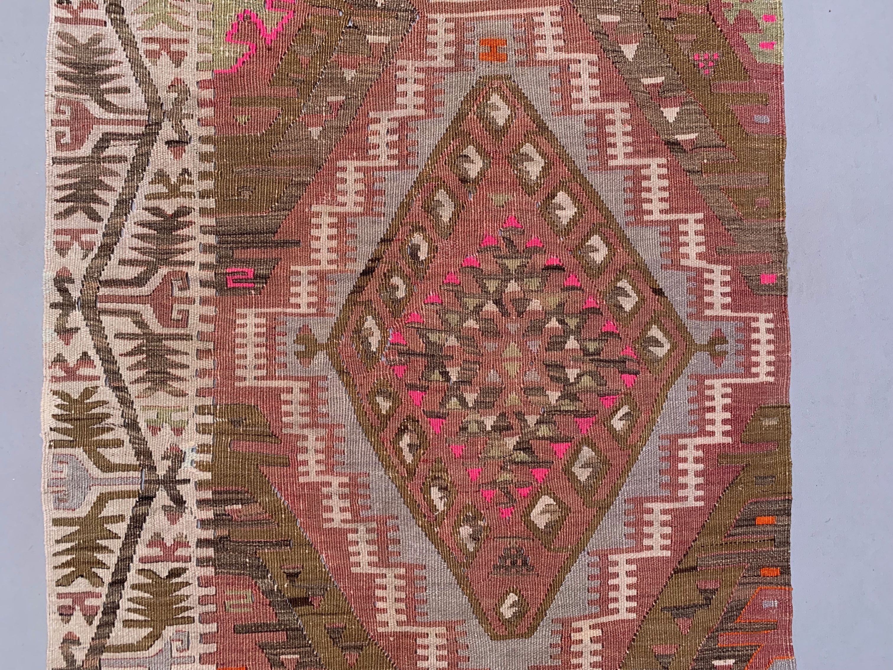 Old turkish narrow kilim runner 390x77 cm