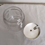 Jam pot, jam maker, sugar bowl, in crystal and silver metal
