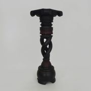 Twisted and engraved blackened wooden pedestal. 1960s 70s.