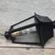 Lampadaire ancien lanterne métal noir + plaques verre années 70 vintage