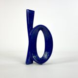 Modernist vase in blue glazed ceramic, design Roberto Rigon for Bertoncello, circa 1970