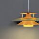 Vintage Danish metal pendant light in orange and yellow – 1970s
