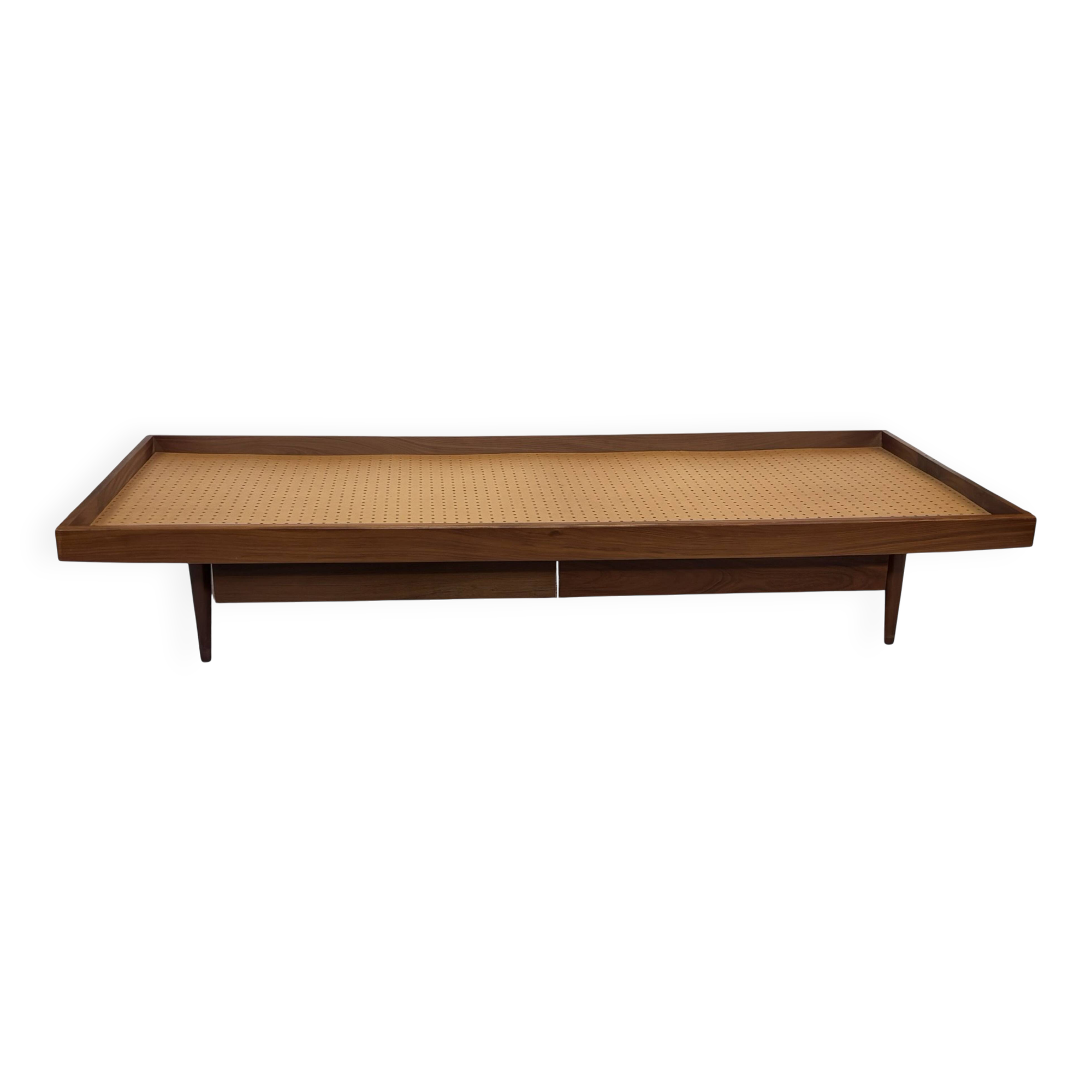 Vintage 1950s teak sofa bed with drawers.