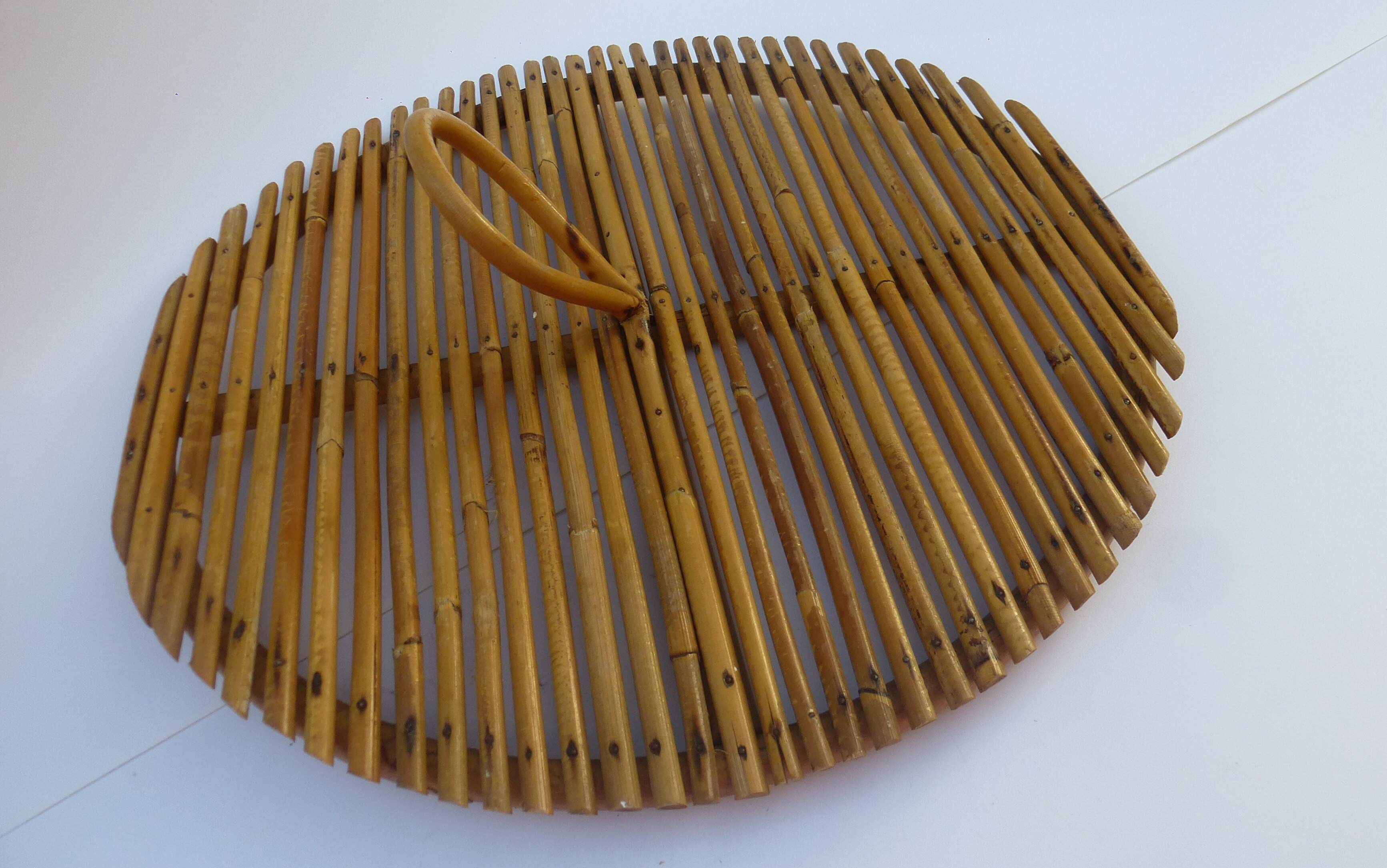Rattan tray, vintage 1970