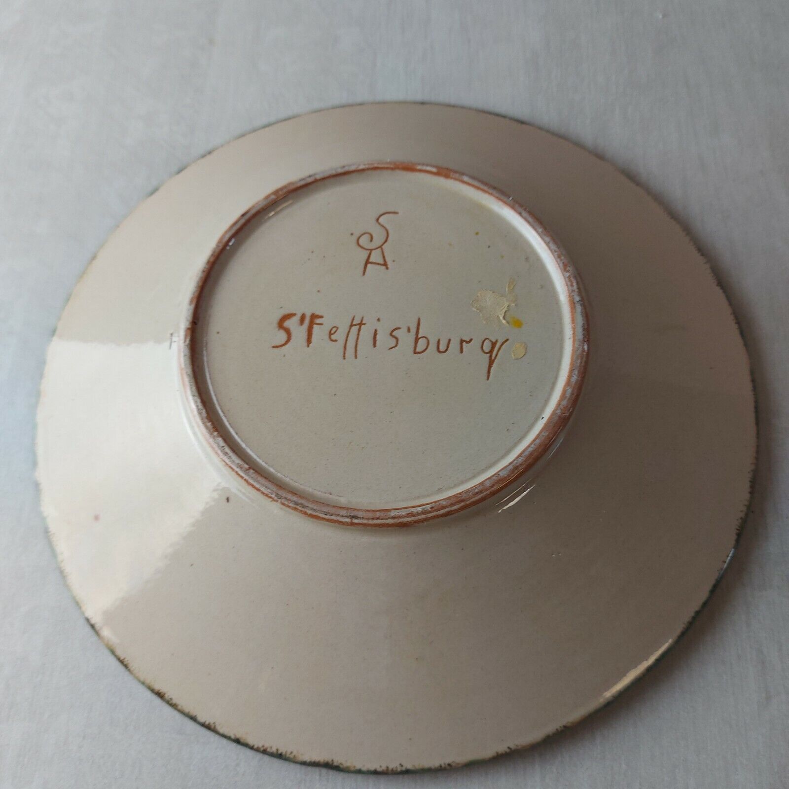 Old plate / dish, glazed ceramics, steffisburg thun switzerland