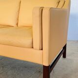 VINTAGE DANISH RETRO SKIPPER 2 PERSON SOFA IN BUTTERMILK LEATHER
