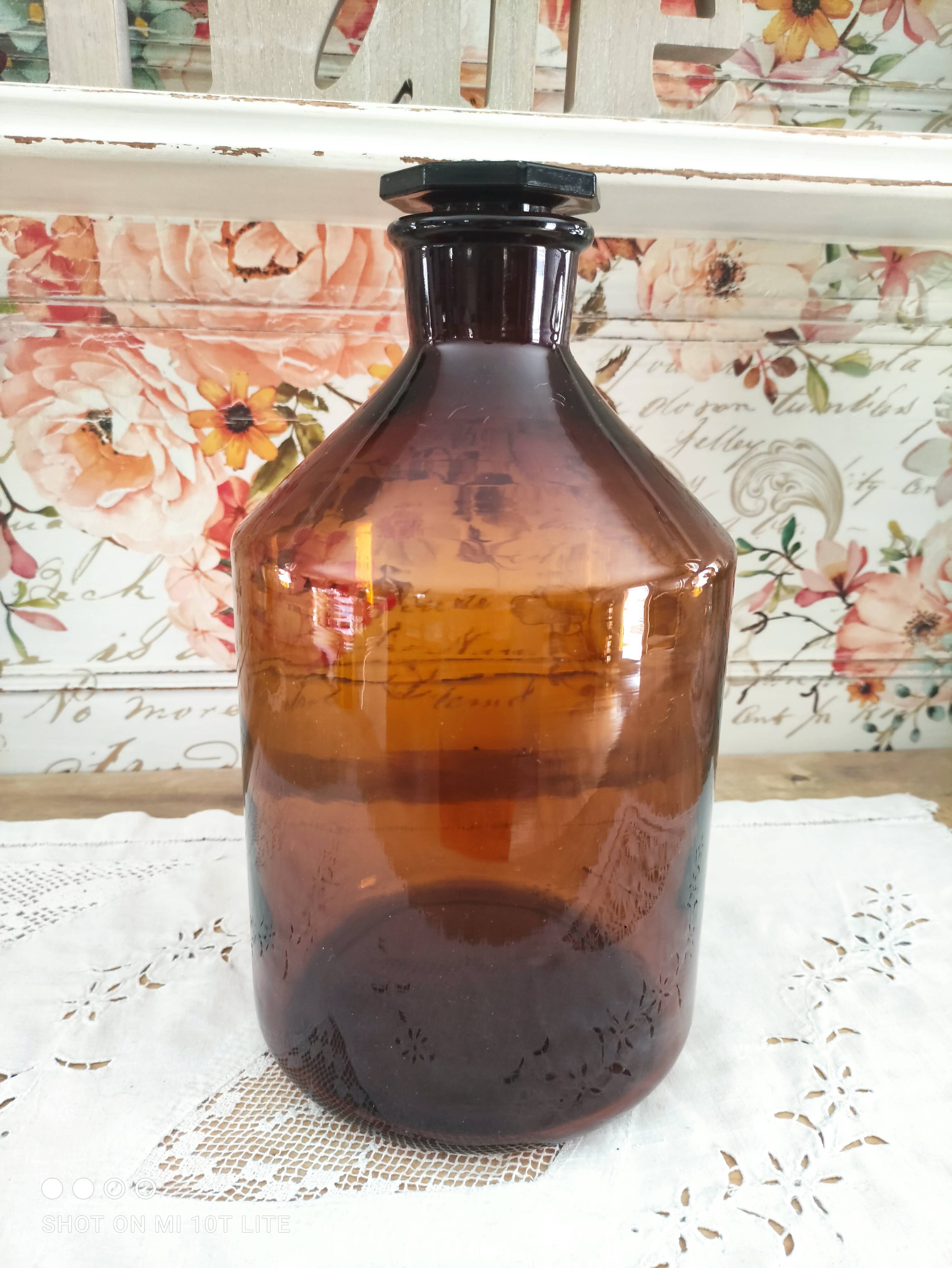 Flacon Apothicaire Ambré D'1 Litre - Vide - Pour Décoration Ou Stockage - Neuf