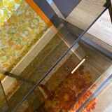 Vintage 70s chrome and smoked glass console